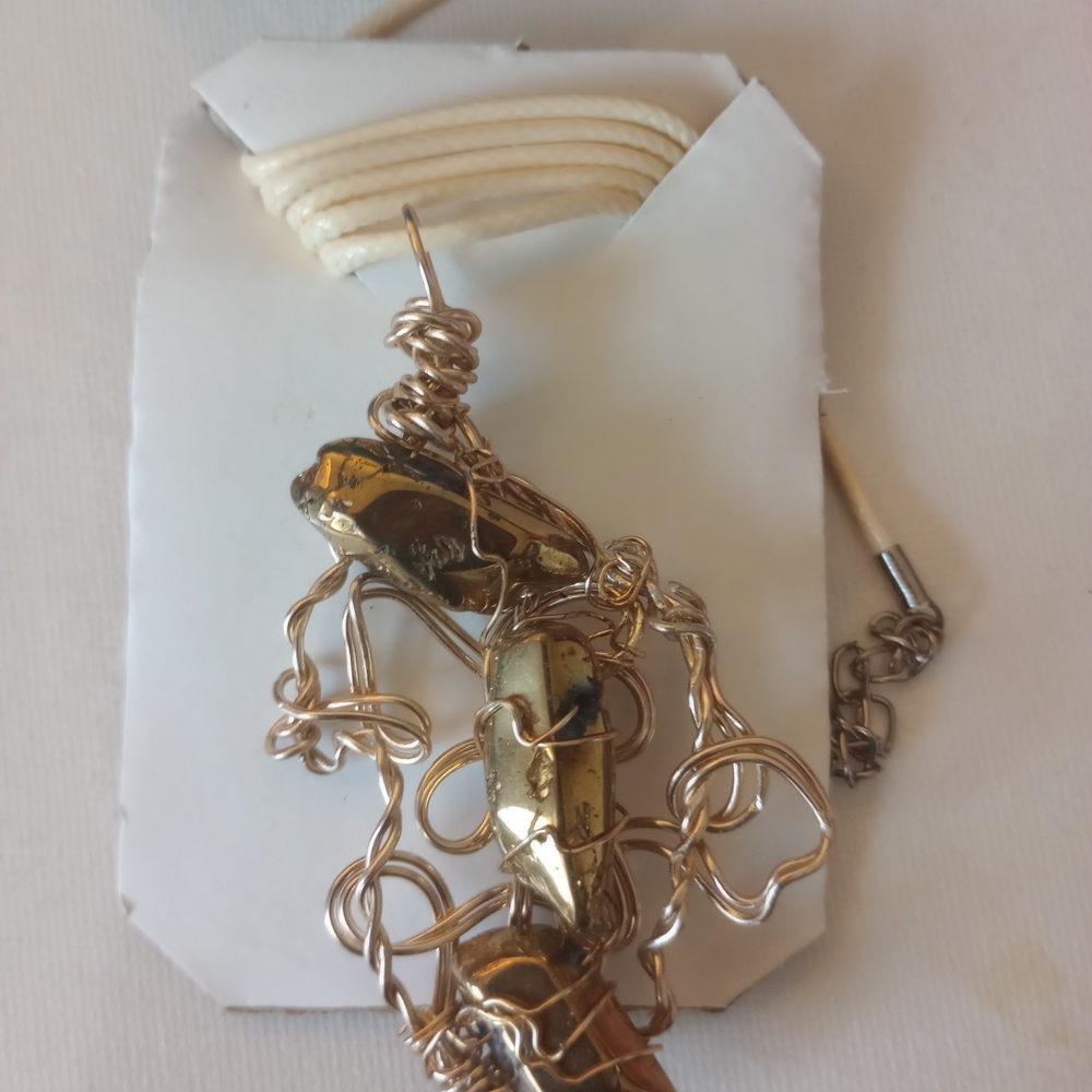 Gold Wire Wrapped Pendant Necklace